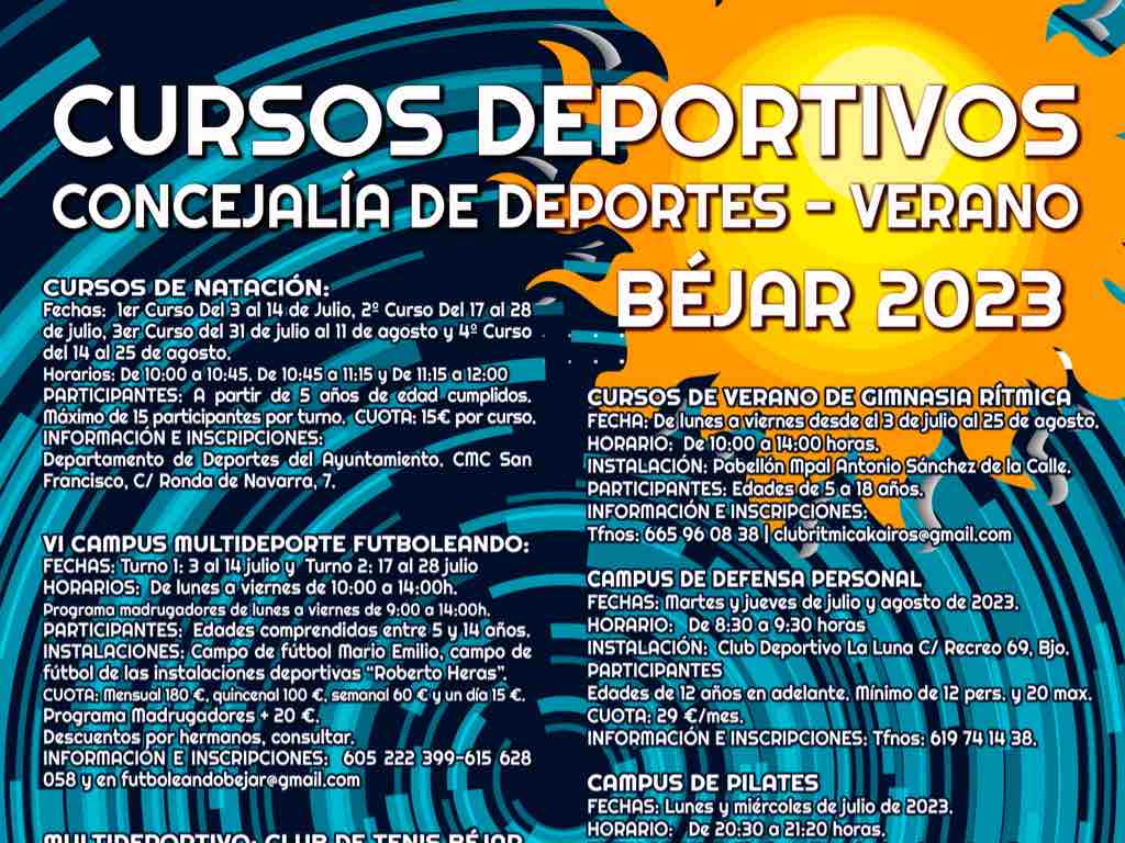 Cursos deportivos de verano 2023 en Béjar